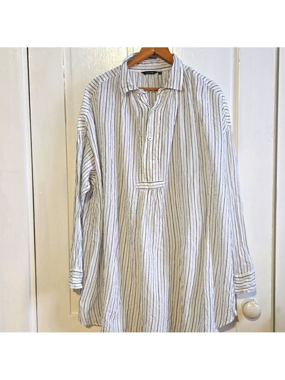 Pas de Calais Oversized Dobby Wrinkle Popover Blouse EU Size 34 6429-320